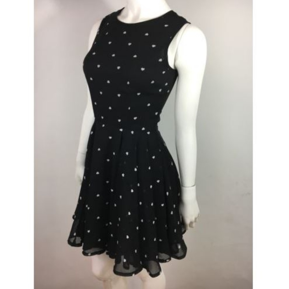 Maison Jules Dress Heart Print Chiffon Sleeveless - Picture 2 of 5